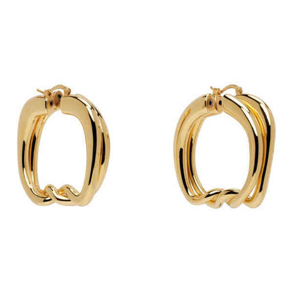  자크뮈스 JACQUEMUS Gold Les Petites Creoles Nodi Earrings 241553F022003