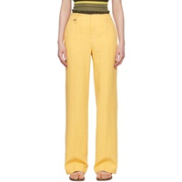 자크뮈스 JACQUEMUS Yellow Le Raphia Le Pantalon Cordao Trousers 231553F087001