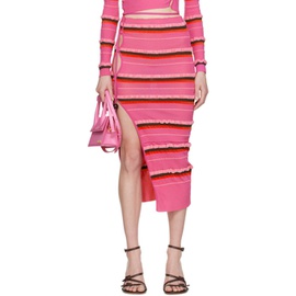 자크뮈스 JACQUEMUS Pink La Jupe Maille Concha Midi Skirt 231553F092008