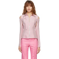 자크뮈스 JACQUEMUS Pink & White Convertible La Chemise Morango Shirt 221553F109013