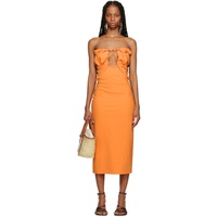 자크뮈스 JACQUEMUS Orange Le Raphia La Robe Bikini Midi Dress 231553F054006