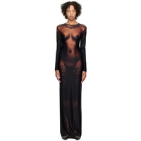 장 폴 고티에 Jean Paul Gaultier Black & Brown The Long Ebony Body Tattoo Maxi Dress 241808F055002