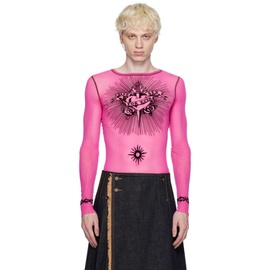 장 폴 고티에 Jean Paul Gaultier Pink Flocked Long Sleeve T-Shirt 241808M213006