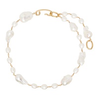 질샌더 Jil Sander Gold & White Freshwater Pearl Necklace 241249F023000