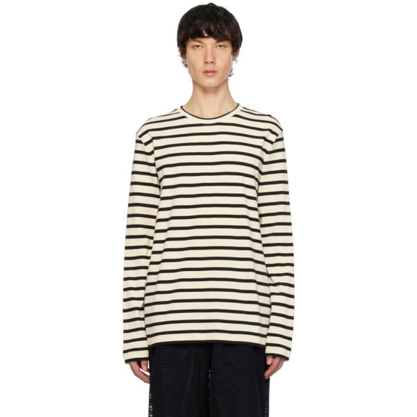질샌더 질샌더 Jil Sander 오프화이트 Off-White & Black Striped Long Sleeve T-shirt 241249M213019