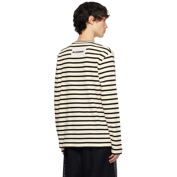 질샌더 질샌더 Jil Sander 오프화이트 Off-White & Black Striped Long Sleeve T-shirt 241249M213019