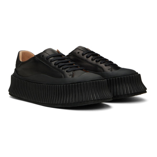 질샌더 질샌더 Jil Sander Black Leather Platform Sneakers 231249F128014