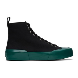 질샌더 Jil Sander Black & Green High-Top Sneakers 231249M236005
