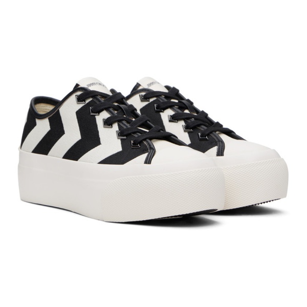  지미 추 Jimmy Choo White & Black Palma Maxi Sneakers 241528F128005