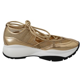 지미 추 Jimmy Choo Gold Mesh Leather Michigan Womens Sneakers 7199863046276