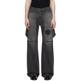 JiyongKim Gray Layered Jeans 241385M186000