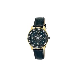 Joshua And Sons MEN'S Calfskin Leather Black outer mother of pearl encrusted with crystal Dial JS-17-YG