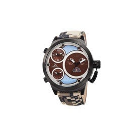 Joshua And Sons MEN'S Canvas Brown And Blue (Triple Time) Dial Watch JX131BR