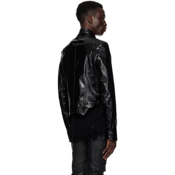 줄리어스 Julius Black Coated Leather Jacket 241420M181001