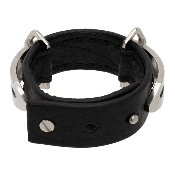  줄리어스 Julius Black Leather Bracelet 241420M142002