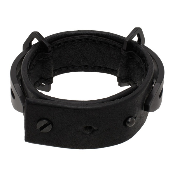  줄리어스 Julius Black Leather Bracelet 241420M142003