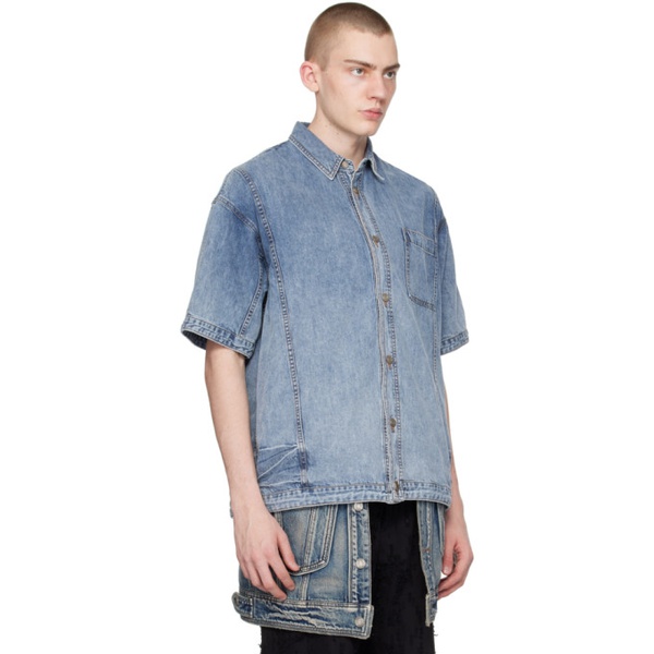  준지 Juun.J Blue Patch Pocket Denim Shirt 241343M192013