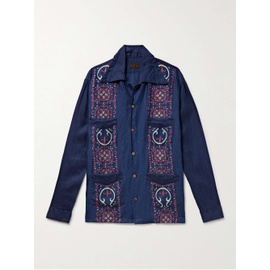 KAPITAL Camp-Collar Indigo-Dyed Printed Linen Shirt 1647597309323375