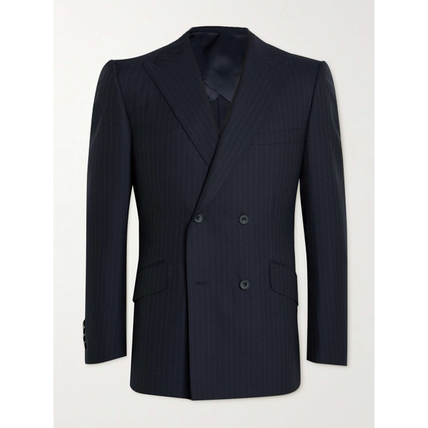  KINGSMAN Double-Breasted Pinstriped Wool Suit Jacket 43769801097109494