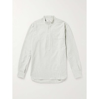 KINGSMAN Grandad-Collar Striped Cotton-Poplin Shirt 1647597314956345