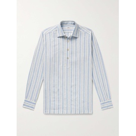 KITON Miami Striped Half-Placket Linen-Blend Shirt 1647597310742834