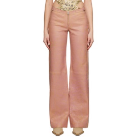 노울스 KNWLS SSENSE Exclusive Pink Stain Leather Pants 231148F084000