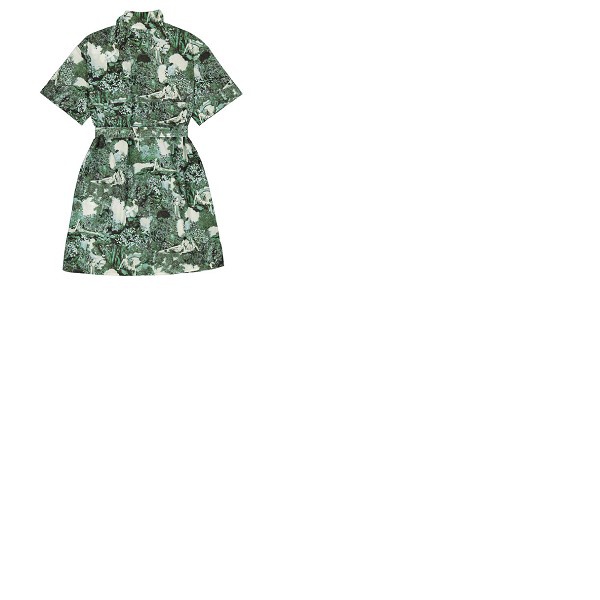  Kenzo Ladies Dark Khaki Dreamers Printed Shirt Dress FB62RO044524-51