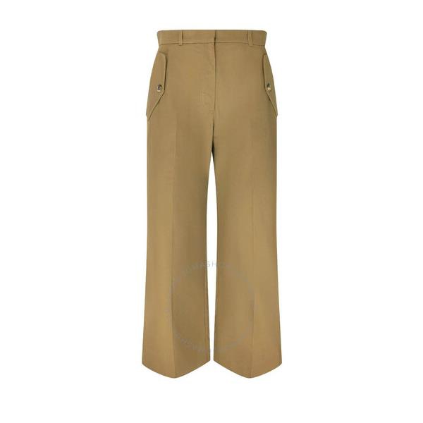  Kenzo Ladies Taupe Cropped Flared Cotton Trousers FB62PA0365AB-92