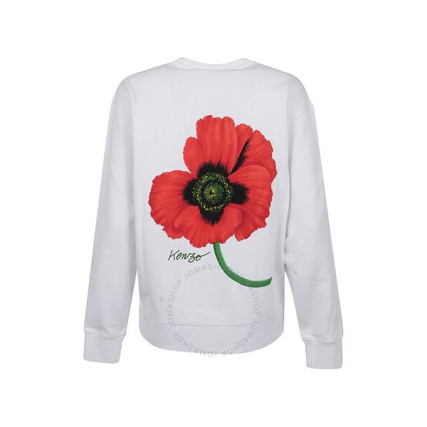  Kenzo Ladies White Poppy-Print Cotton Sweatshirt FC62SW0164MF-01