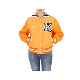 Kenzo Ladies Apricot Varsity Wool And Leather Jacket FD52BL1609ON.36