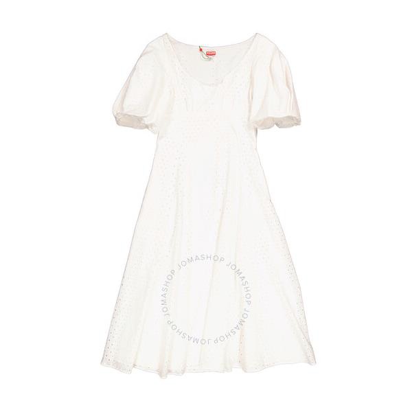  Kenzo Ladies Off White Broderie Anglais Embroidered Midi Dress FD52RO1169FG.02