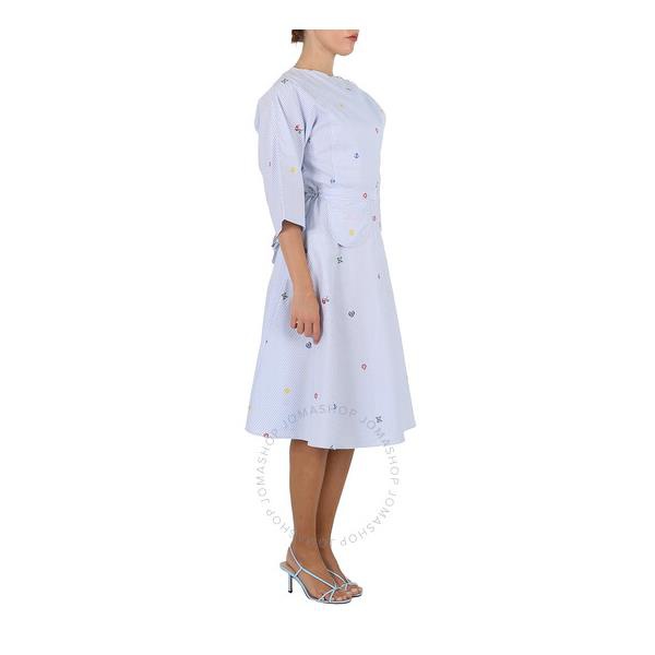  Kenzo Ladies Light Blue Oxford Cotton Pixel Print Midi Dress FD52RO1179LJ.63