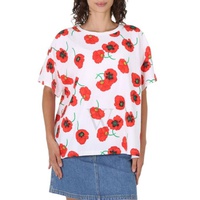 Kenzo Ladies White Poppy All-Over Logo T-Shirt FC62TS0194SO-01
