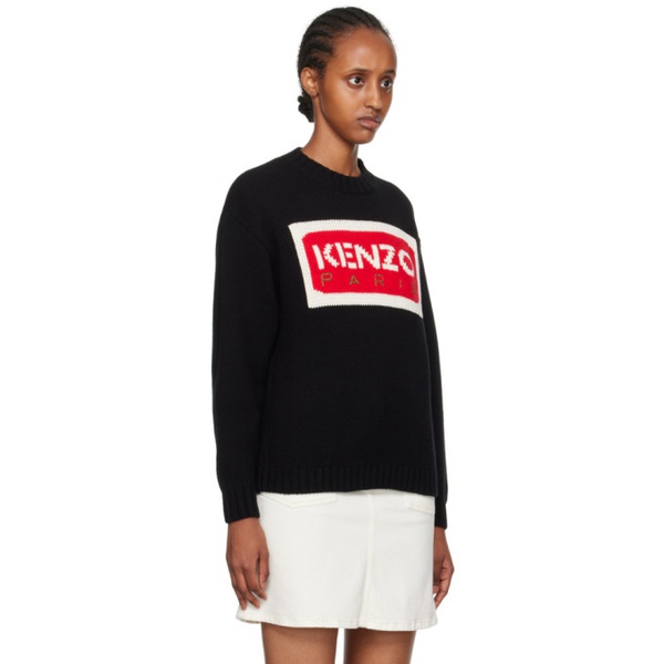  Black Kenzo Paris Intarsia Sweater 232387F096006