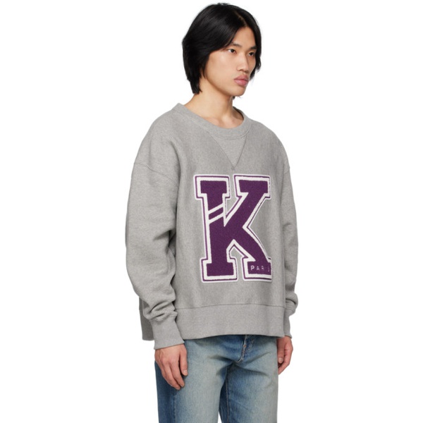  Gray Kenzo Paris Varsity Sweatshirt 231387M204008