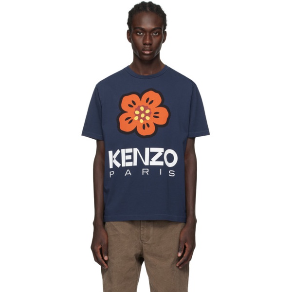  Navy Kenzo Paris Boke Flower T-Shirt 241387M213001