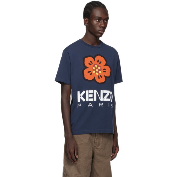  Navy Kenzo Paris Boke Flower T-Shirt 241387M213001