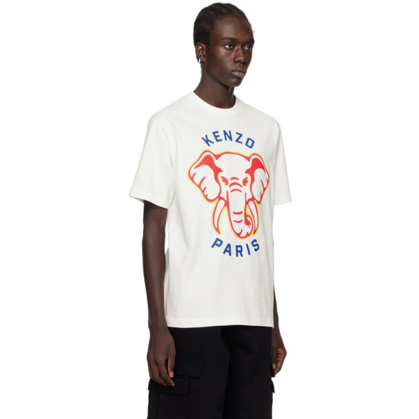  White Kenzo Paris Elephant Varsity Jungle T-Shirt 241387M213027