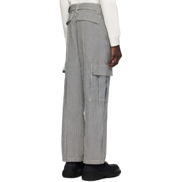  Black & White Kenzo Paris Striped Denim Cargo Pants 241387M186000