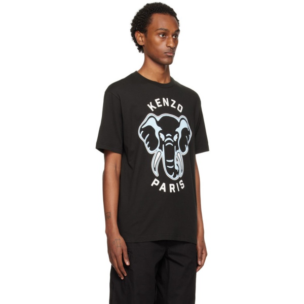  Black Kenzo Paris Elephant T-Shirt 241387M213028