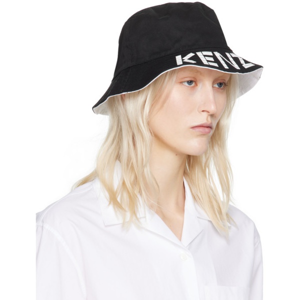  Black & White Kenzo Paris Reversible Graphy Bucket Hat 241387F015000