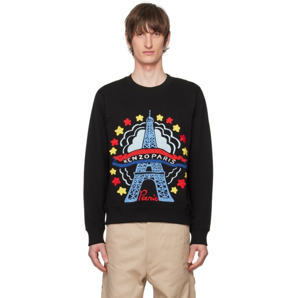  Black Kenzo Paris Varsity Sweatshirt 241387M204007