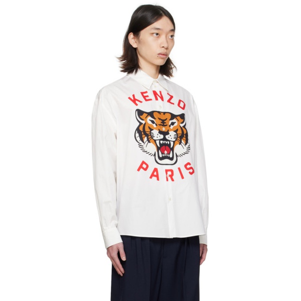  White Kenzo Paris Lucky Tiger Shirt 241387M192004