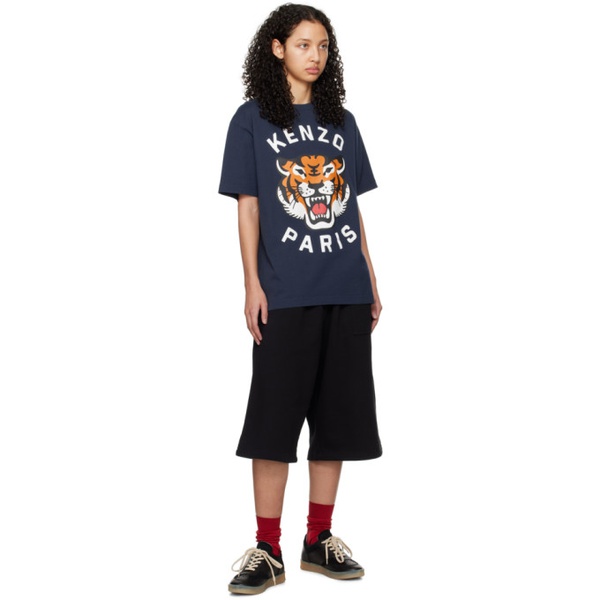  Navy Kenzo Paris Lucky Tiger T-Shirt 241387F110000
