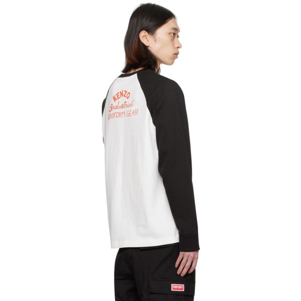  Black & White Kenzo Paris Drawn Long Sleeve T-Shirt 241387M213003