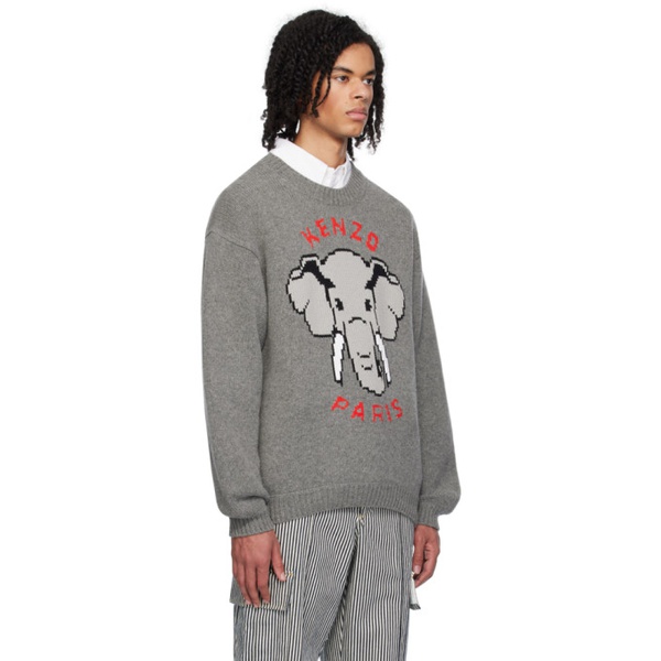 Gray Kenzo Paris Elephant Sweater 241387M201001