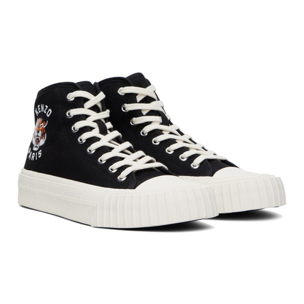  Black Kenzo Paris Foxy High-Top Canvas Sneakers 241387M236001
