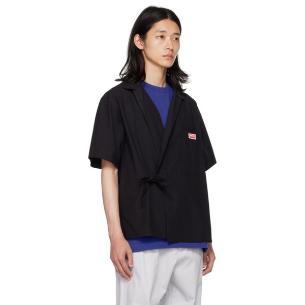  Black Kenzo Paris Wrap Shirt 232387M192003