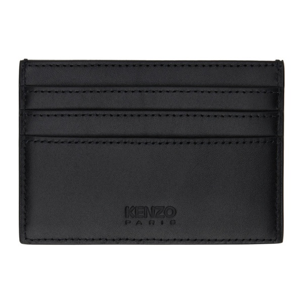  Black Kenzo Paris Leather Card Holder 232387M163001