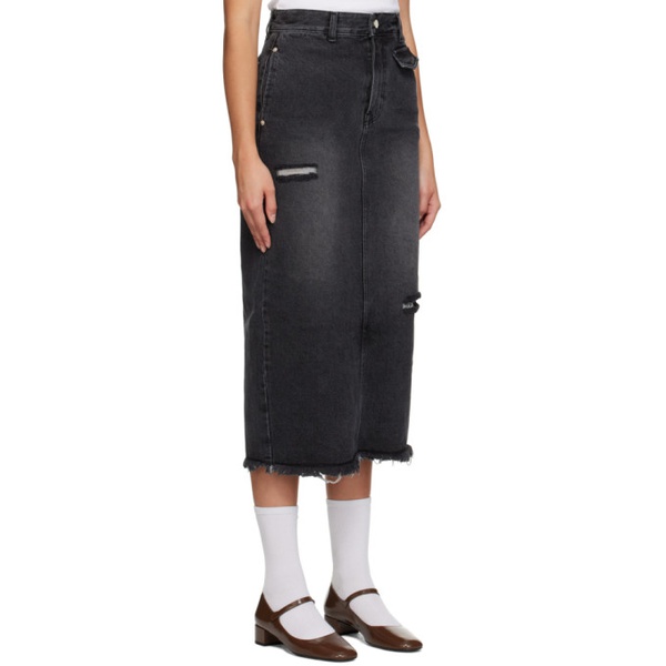  기준 Kijun Black Guggenheim Denim Midi Skirt 232586F092005